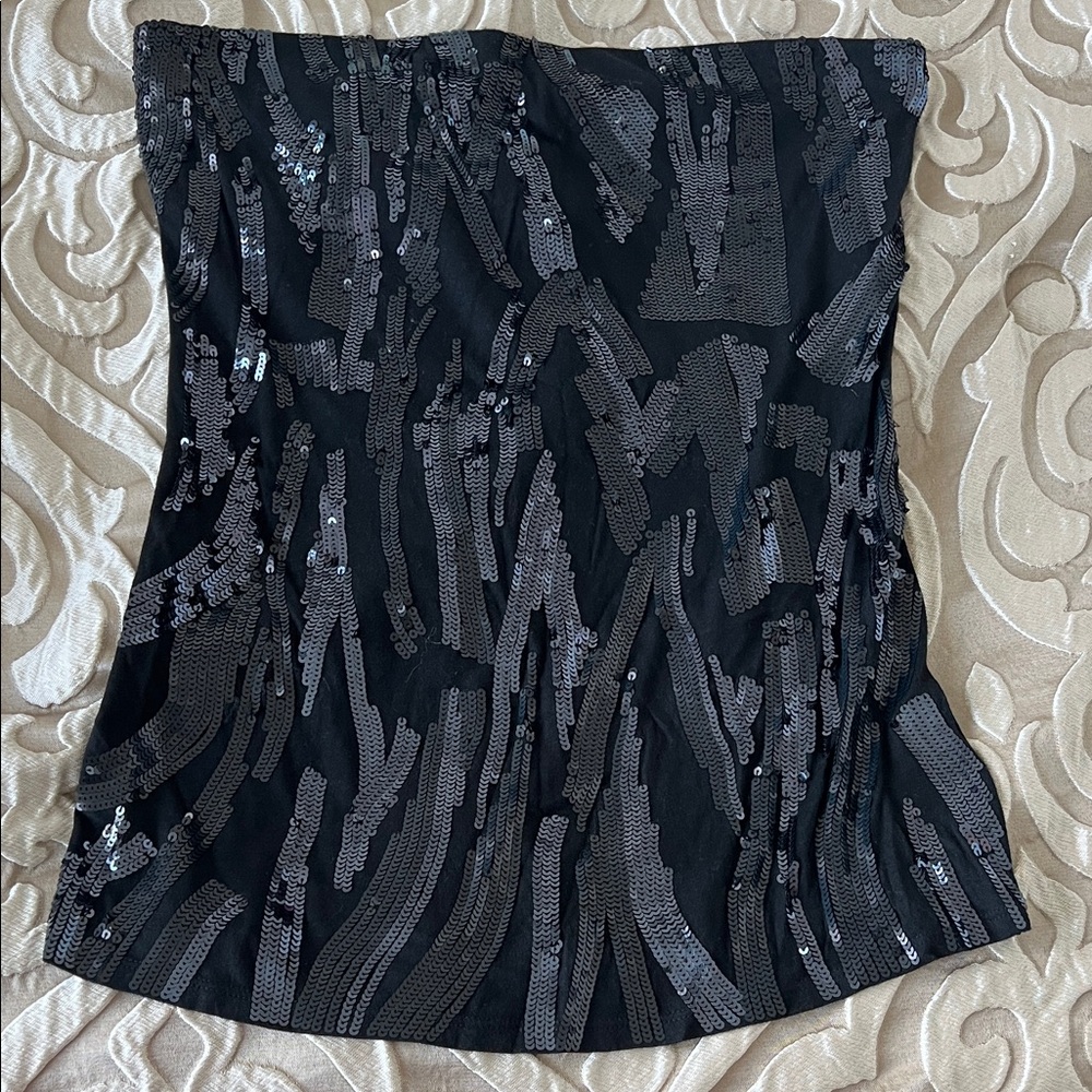 Express Black and Silver Sequin Tube top